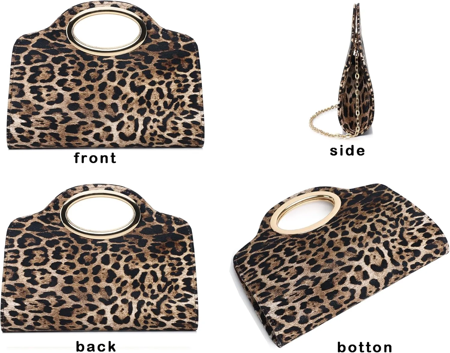 Top Metal Handle Clutch Bags for Women, Evening Handbag Shoulder Crossbody Purse with Chain