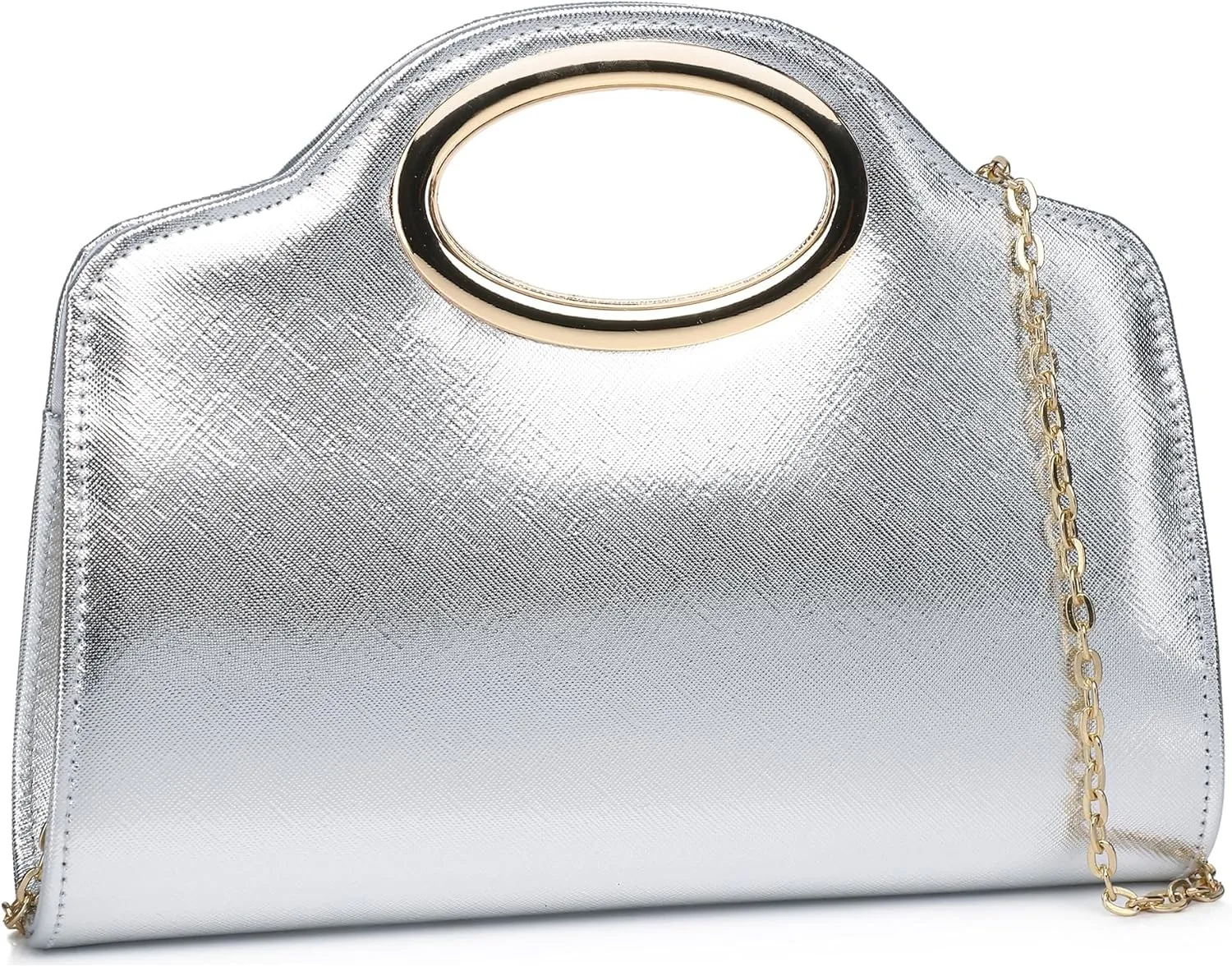 Top Metal Handle Clutch Bags for Women, Evening Handbag Shoulder Crossbody Purse with Chain