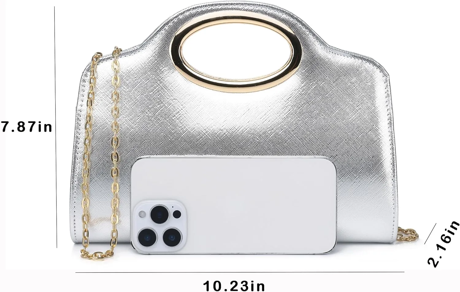 Top Metal Handle Clutch Bags for Women, Evening Handbag Shoulder Crossbody Purse with Chain