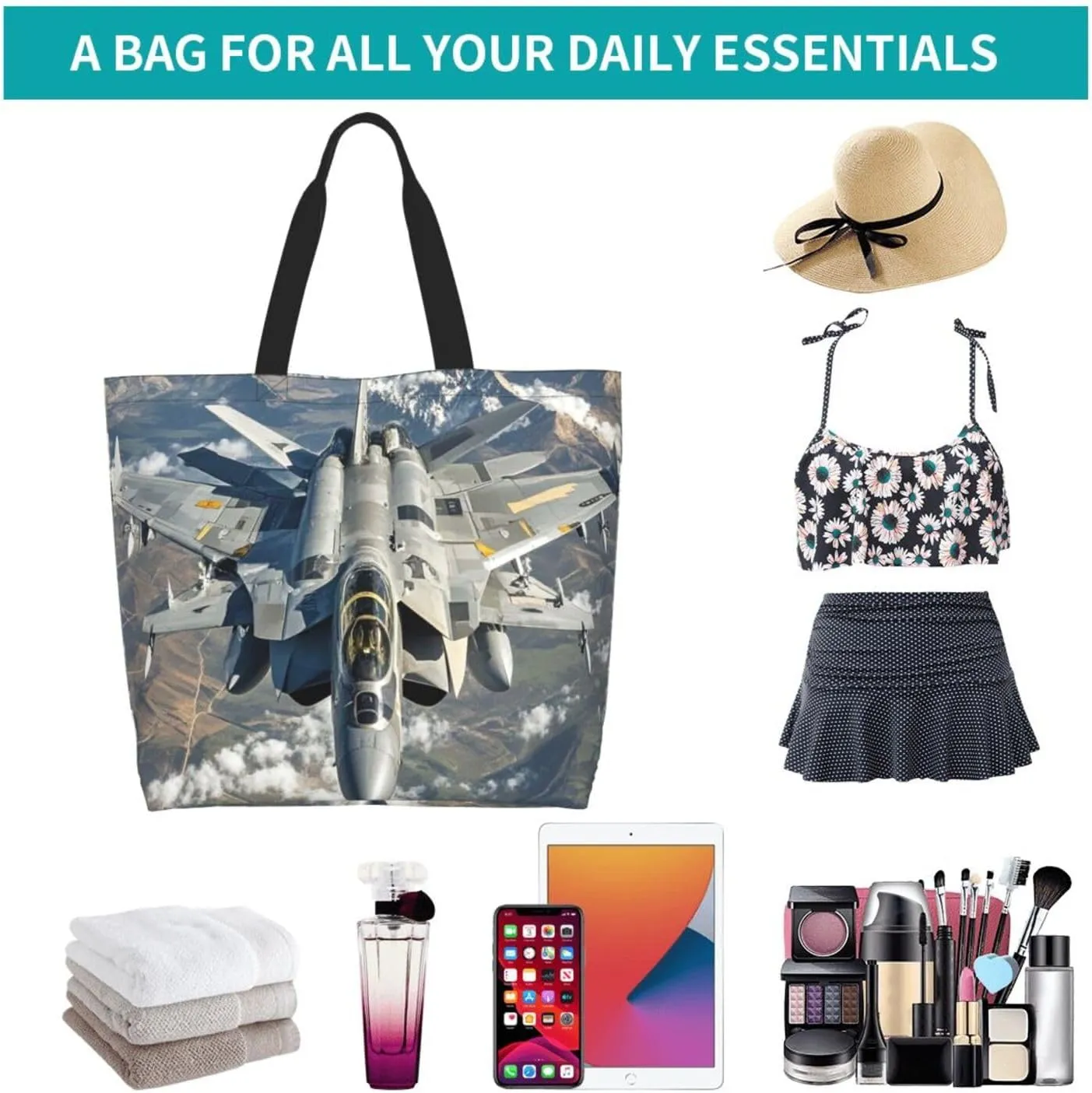 Tote Bag for Women Beach Lighthouse Grocery Bag Foldable Shopping Bags Reusable Large Tote Bag