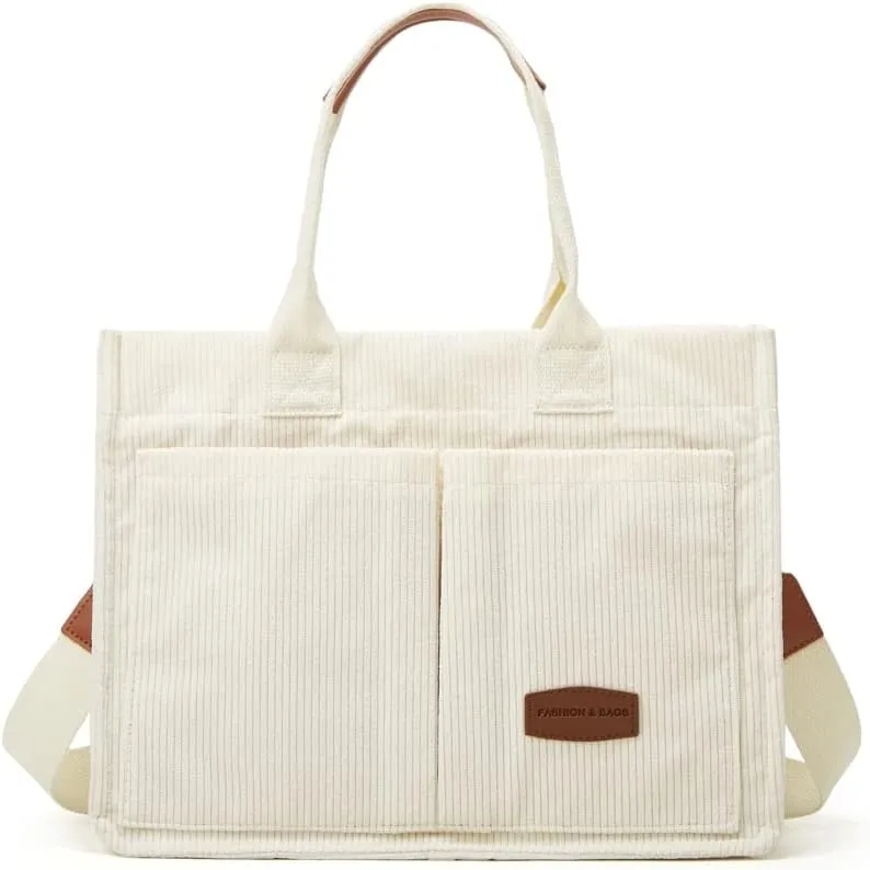 Tote Bag for Women Fashion Corduroy Handbags Casual Hobo Messenger Bag Canvas Shoulder Bag with Multi-pocket