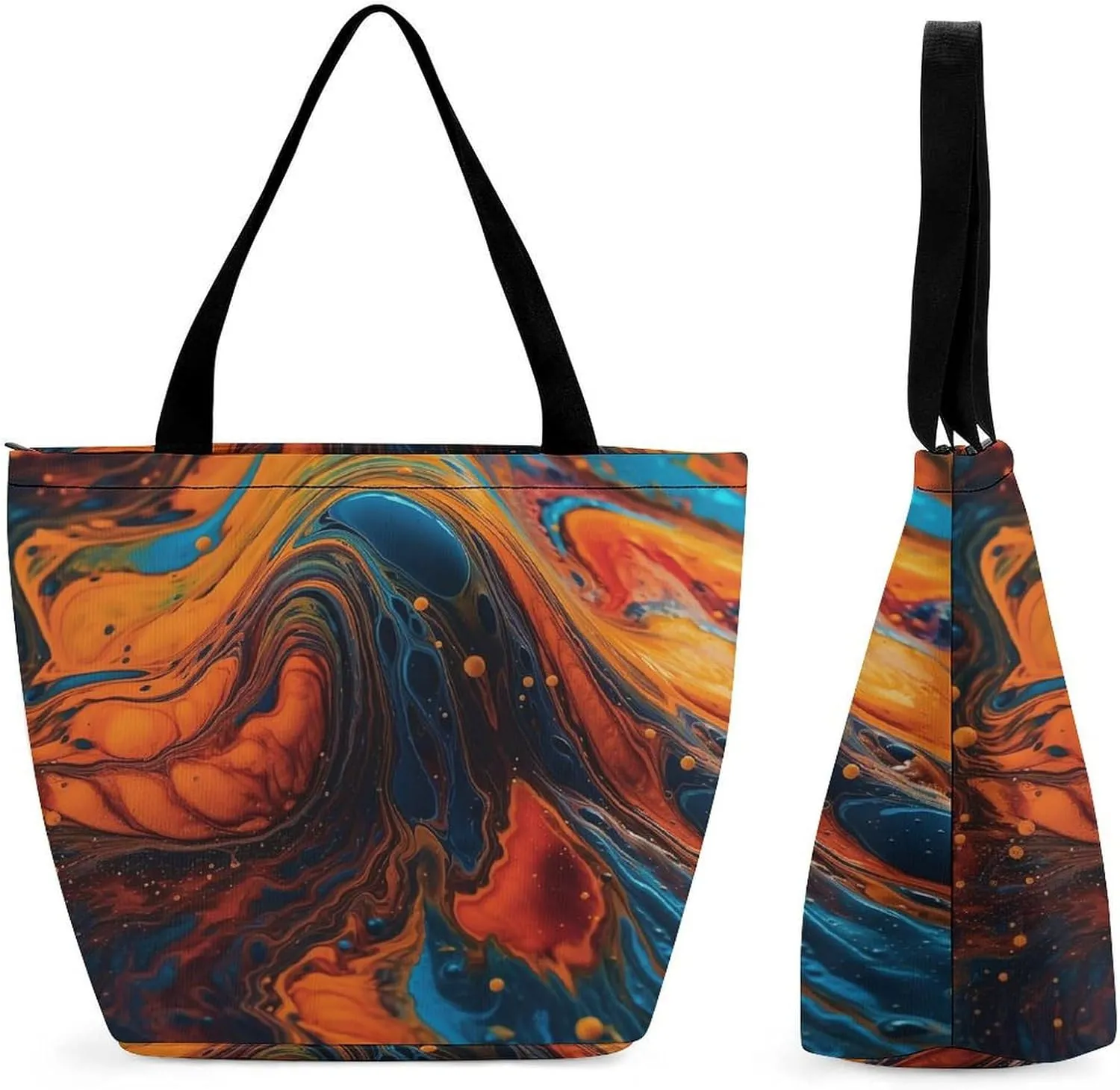 Tote Bag for Women Grocery Bag Lighthouse at Sunset Foldable Shopping Bags Reusable Large Tote Bag