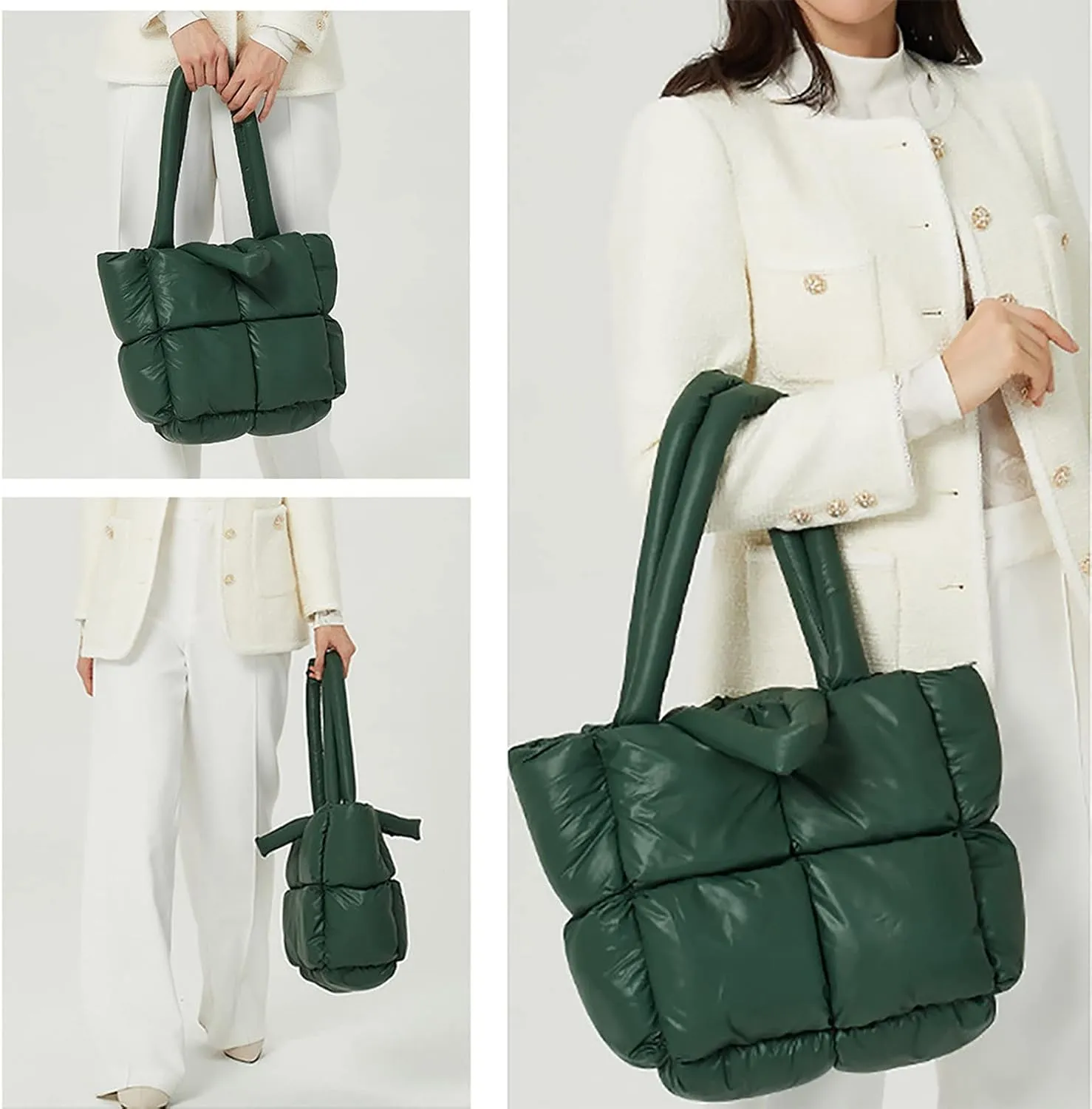 Tote Bag For Women Ladies Large Quilted Tote Bag Winter Soft Quilted Shoulder Bag Down Shoulder Bag Shopping Handbag H