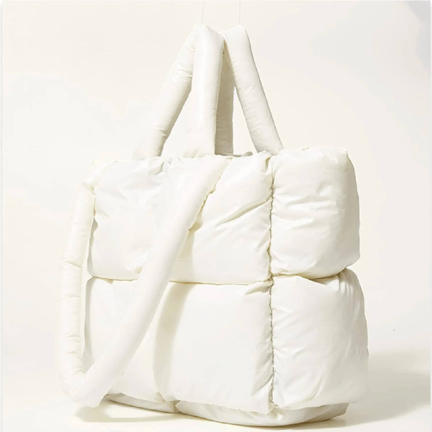 Tote Bag For Women Ladies Large Quilted Tote Bag Winter Soft Quilted Shoulder Bag Down Shoulder Bag Shopping Handbag H