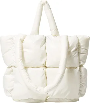 Tote Bag For Women Ladies Large Quilted Tote Bag Winter Soft Quilted Shoulder Bag Down Shoulder Bag Shopping Handbag H