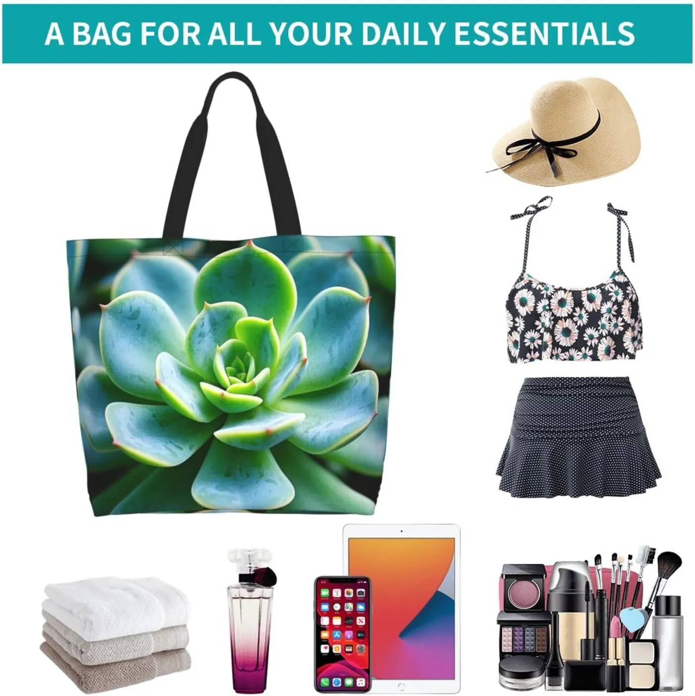 Tote Bag for Women Sunflower Field Sunset Grocery Bag Foldable Shopping Bags Reusable Large Tote Bag
