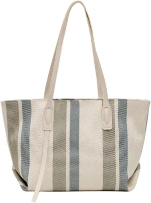 Tote Bag For Women Tote Bag With Zipper Work Bags For Women Canvas Tote Bag Casual Stripes Handbags For Women
