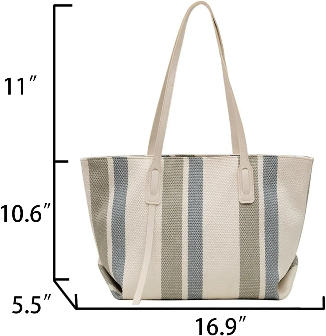 Tote Bag For Women Tote Bag With Zipper Work Bags For Women Canvas Tote Bag Casual Stripes Handbags For Women