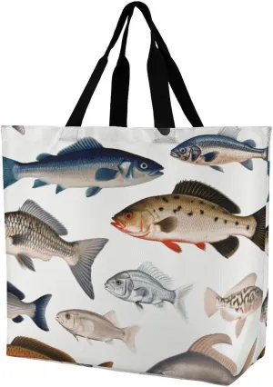 Tote Bag Grocery Bag for Women Shopping Bag Different Fish Handbags Beach Bag Shoulder Bag for Shopping