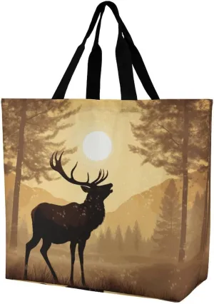 Tote Bag Grocery Bag for Women Shopping Bag Elk Artwork Handbags Beach Bag Shoulder Bag for Shopping