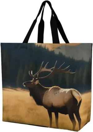 Tote Bag Grocery Bag for Women Shopping Bag Elk in The Meadow Handbags Beach Bag Shoulder Bag for Shopping