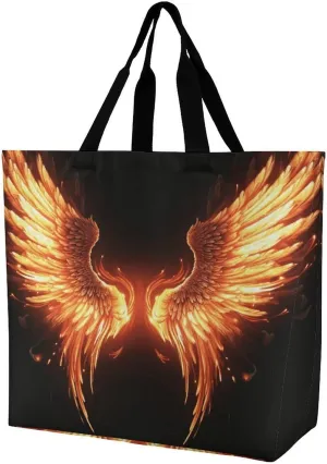 Tote Bag Grocery Bag for Women Shopping Bag Fire Angle Wings Handbags Beach Bag Shoulder Bag for Shopping