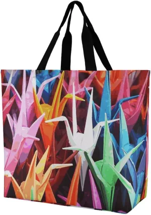 Tote Bag Grocery Bag for Women Shopping Bag Origami Paper Cranes Handbags Beach Bag Shoulder Bag for Shopping
