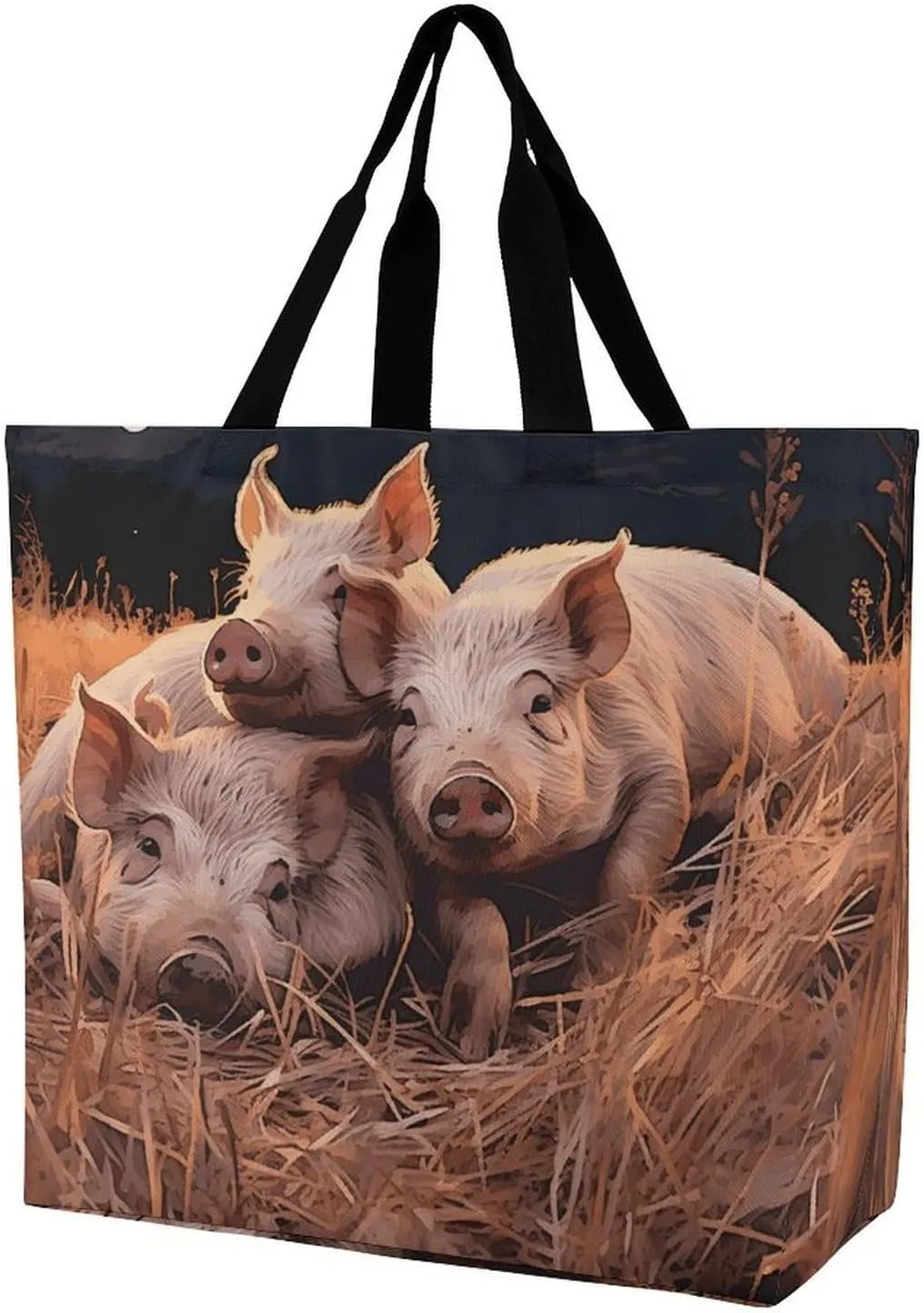 Tote Bag Grocery Bag for Women Shopping Bag Three Pigs Sleeping Handbags Beach Bag Shoulder Bag for Shopping