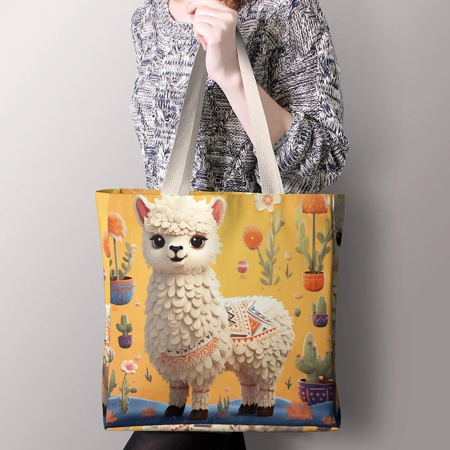 Tote Bag Laptop Handbag Cartoon Cute Otter Grocery Bag Canvas Shoulder Bag Crossbody Bag for Travel