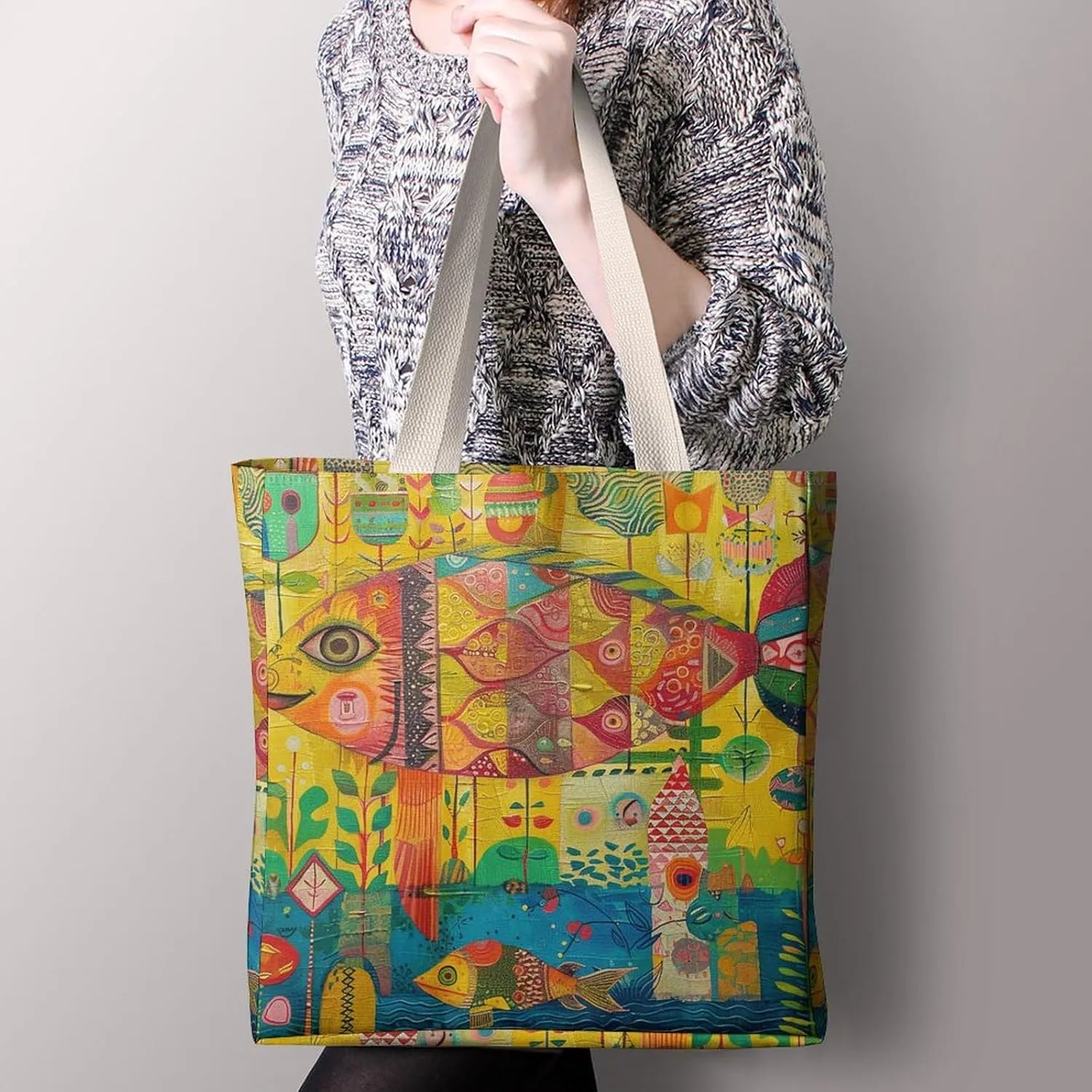 Tote Bag Laptop Handbag Classical Pattern Flowers Grocery Bag Canvas Shoulder Bag Crossbody Bag for Travel
