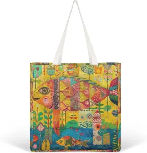 Tote Bag Laptop Handbag Classical Pattern Flowers Grocery Bag Canvas Shoulder Bag Crossbody Bag for Travel