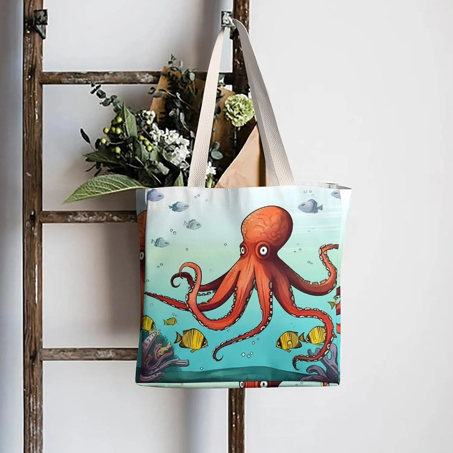 Tote Bag Laptop Handbag Elk Artwork Grocery Bag Canvas Shoulder Bag Crossbody Bag for Travel