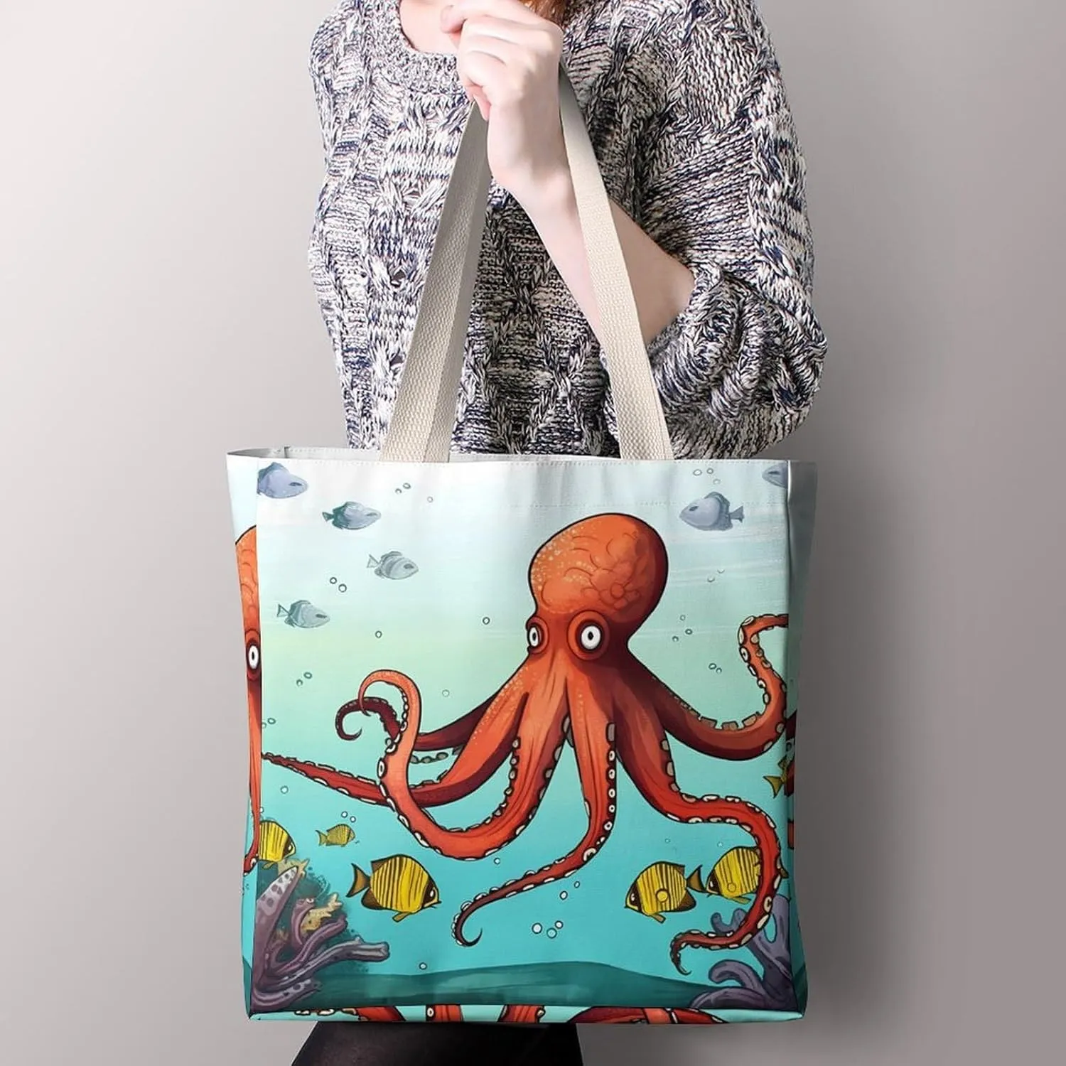 Tote Bag Laptop Handbag Elk Artwork Grocery Bag Canvas Shoulder Bag Crossbody Bag for Travel