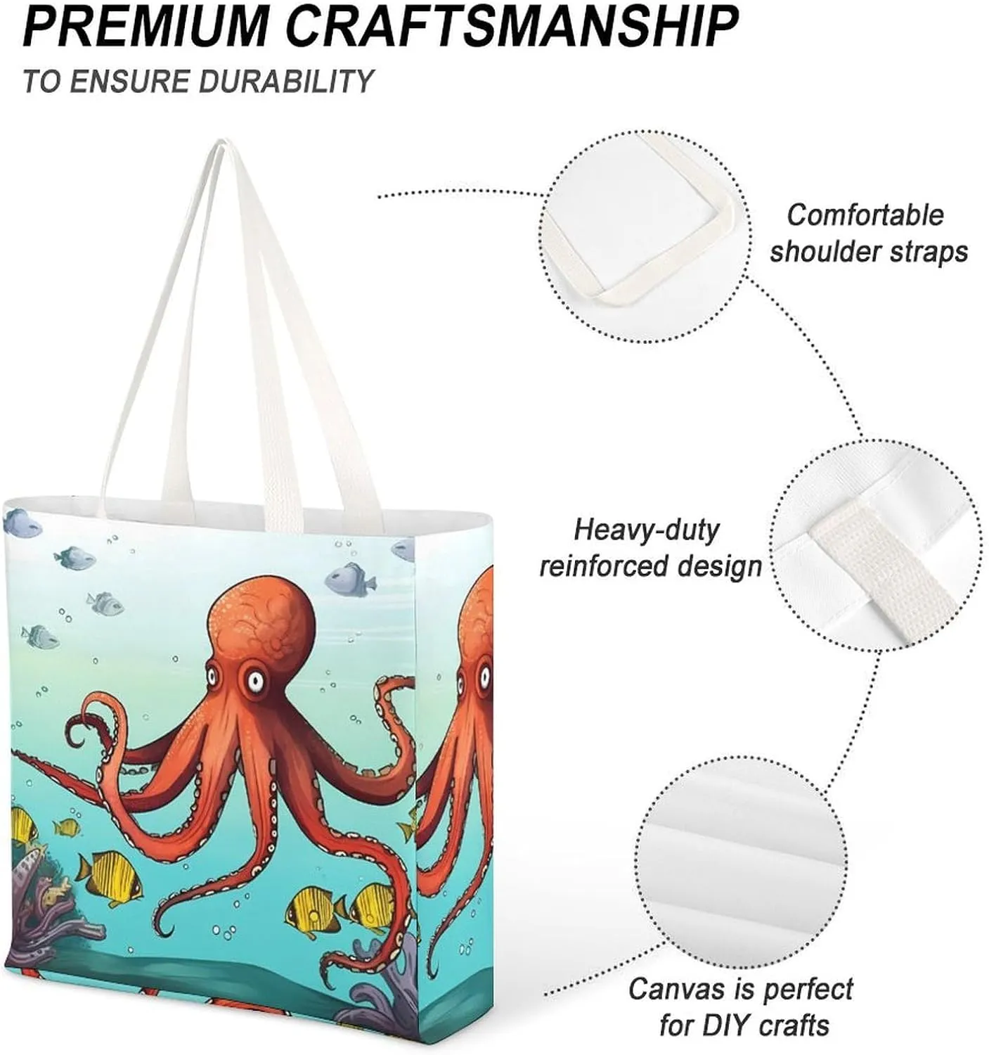 Tote Bag Laptop Handbag Elk Artwork Grocery Bag Canvas Shoulder Bag Crossbody Bag for Travel