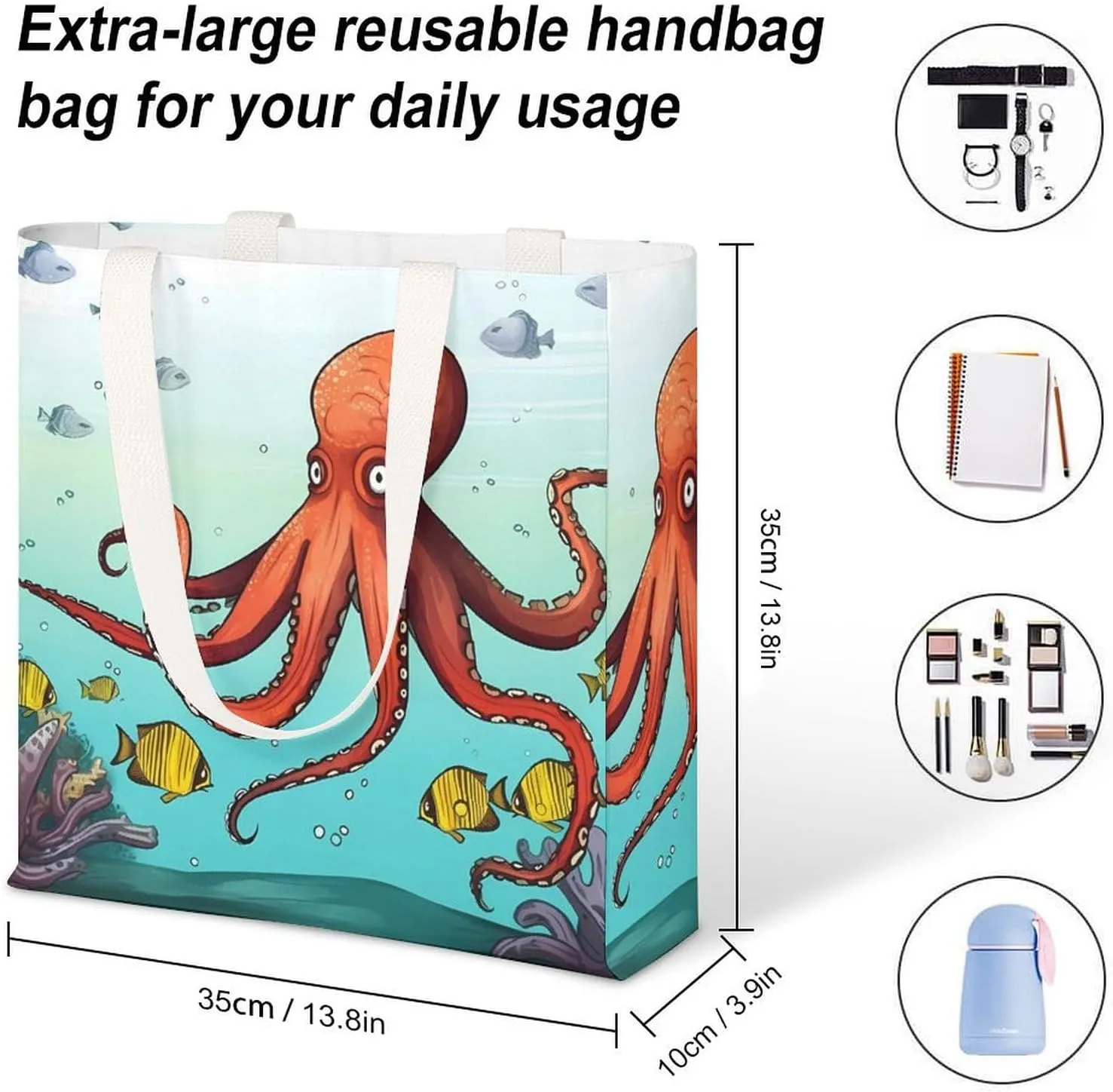 Tote Bag Laptop Handbag Elk Artwork Grocery Bag Canvas Shoulder Bag Crossbody Bag for Travel