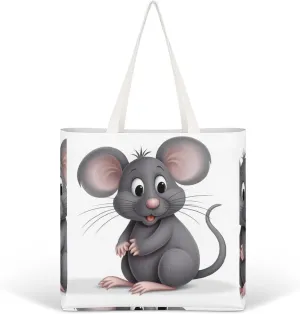 Tote Bag Laptop Handbag Gray Animals Grocery Bag Canvas Shoulder Bag Crossbody Bag for Travel