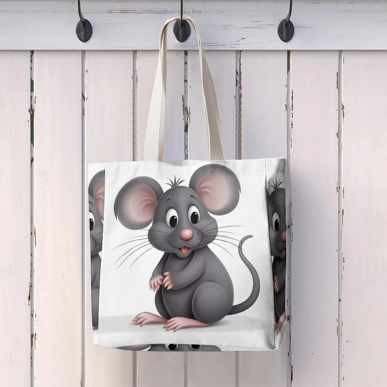 Tote Bag Laptop Handbag Gray Animals Grocery Bag Canvas Shoulder Bag Crossbody Bag for Travel