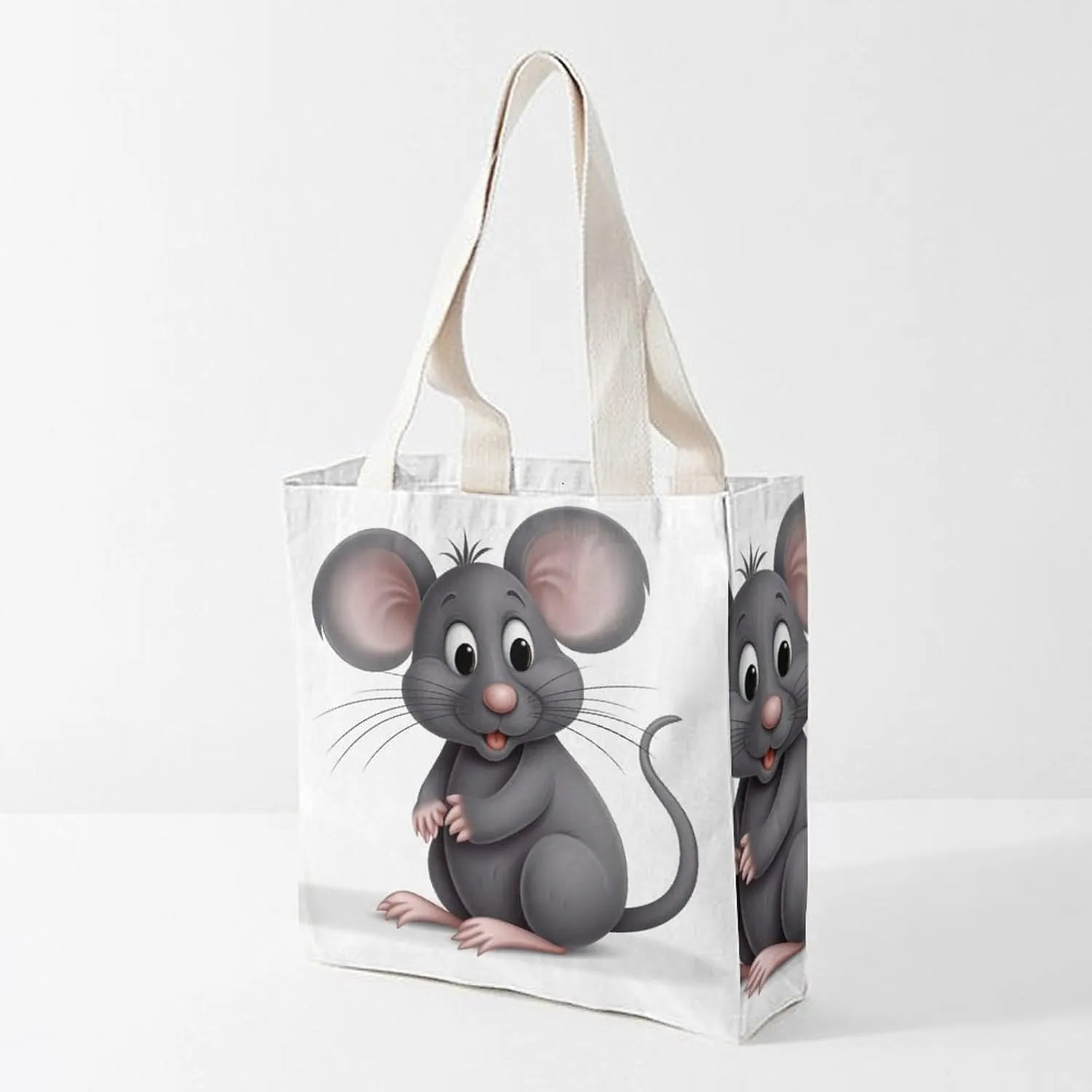 Tote Bag Laptop Handbag Gray Animals Grocery Bag Canvas Shoulder Bag Crossbody Bag for Travel