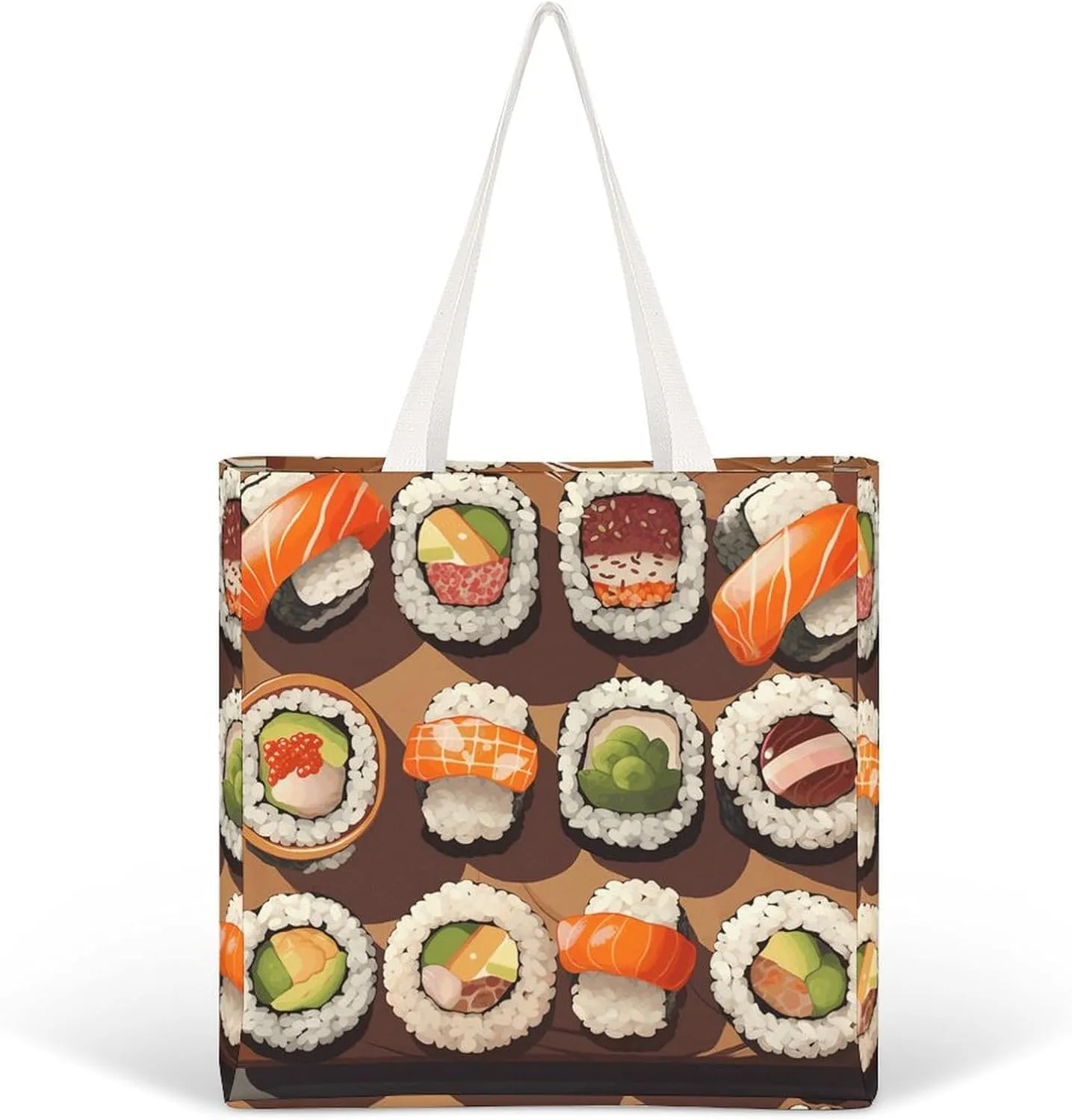 Tote Bag Laptop Handbag Meat Slices Pattern Grocery Bag Canvas Shoulder Bag Crossbody Bag for Travel
