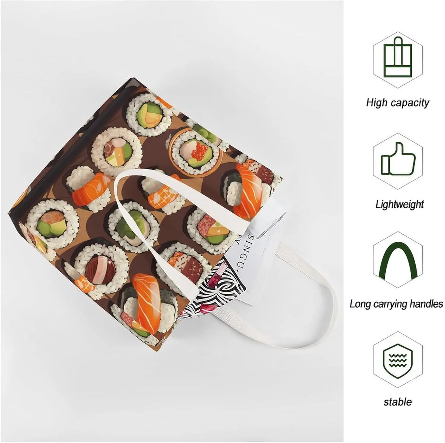 Tote Bag Laptop Handbag Meat Slices Pattern Grocery Bag Canvas Shoulder Bag Crossbody Bag for Travel