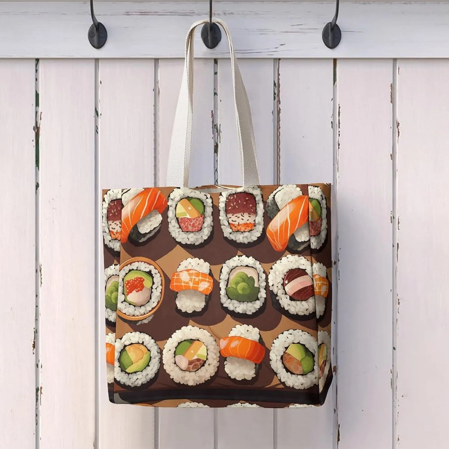 Tote Bag Laptop Handbag Meat Slices Pattern Grocery Bag Canvas Shoulder Bag Crossbody Bag for Travel
