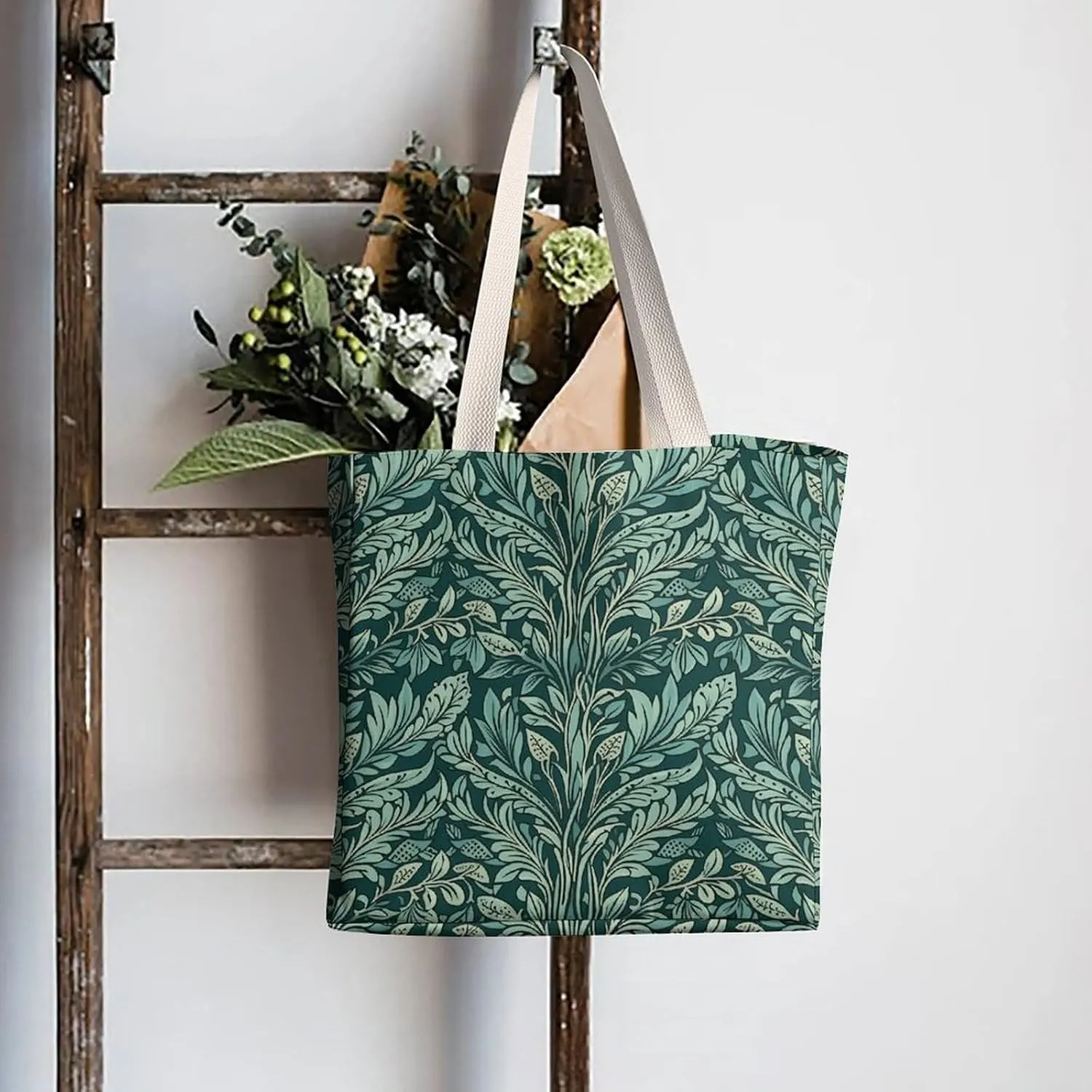 Tote Bag Laptop Handbag On Flowering Tree Grocery Bag Canvas Shoulder Bag Crossbody Bag for Travel