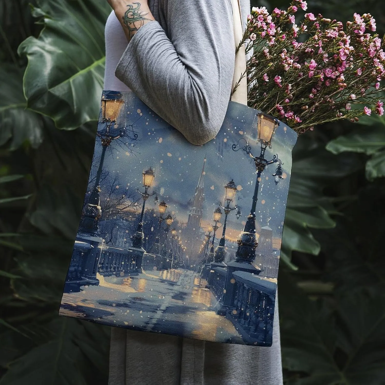 Tote Bag Laptop Handbag Wild Elk Grocery Bag Canvas Shoulder Bag Crossbody Bag for Travel