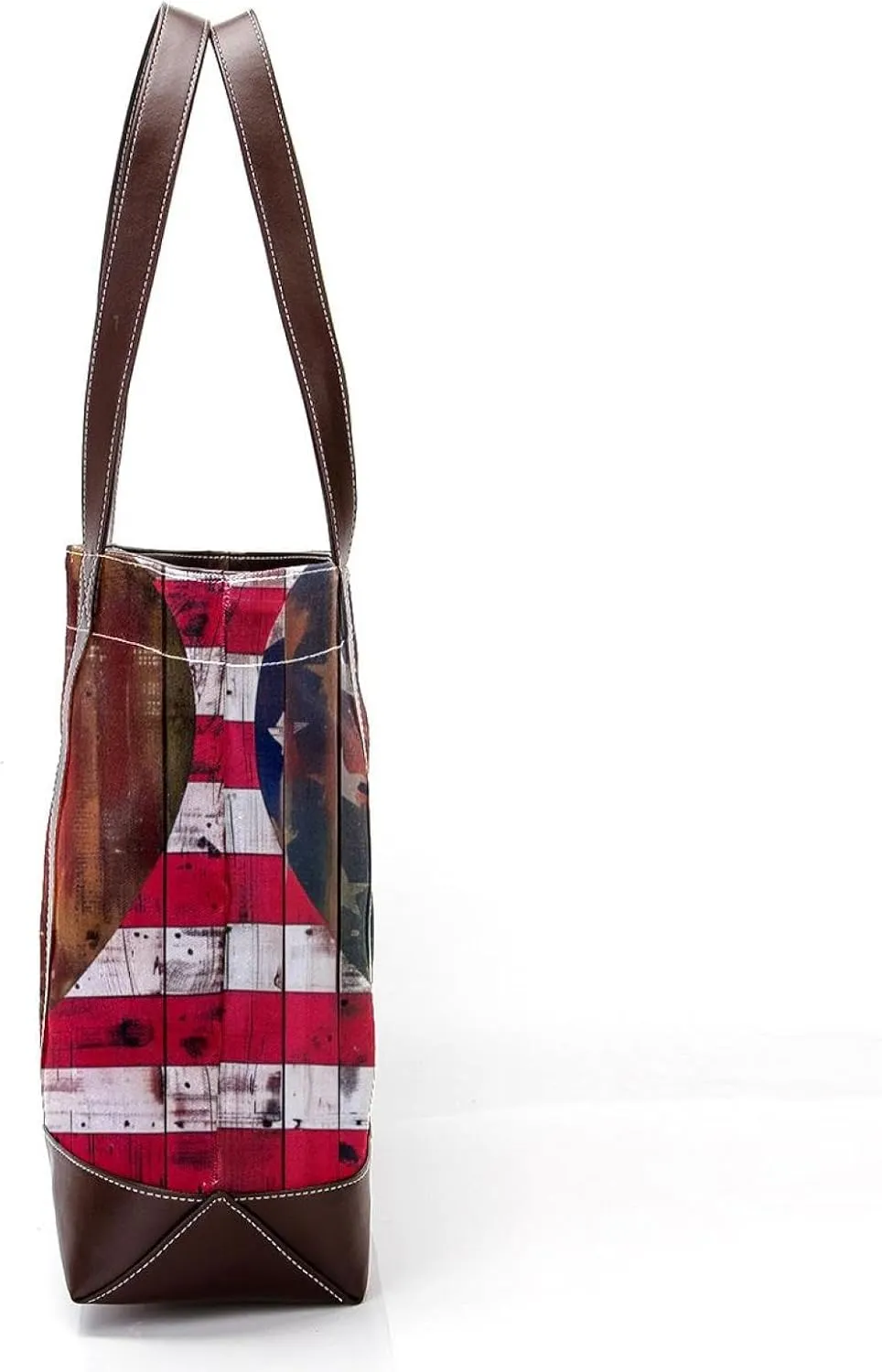 Tote Bag, Large Tote Bags for Women, Women's Tote Handbags, Planks American Flag Hearts Retro Style, Womens Tote Bag