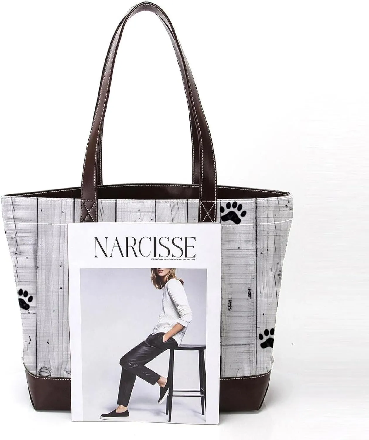 Tote Bags, Large Tote Bag, Women's Tote Handbags, Plank Paw Print Animal, Womens Tote Bags for Work