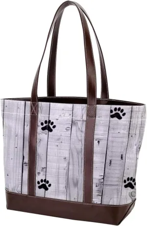 Tote Bags, Large Tote Bag, Women's Tote Handbags, Plank Paw Print Animal, Womens Tote Bags for Work