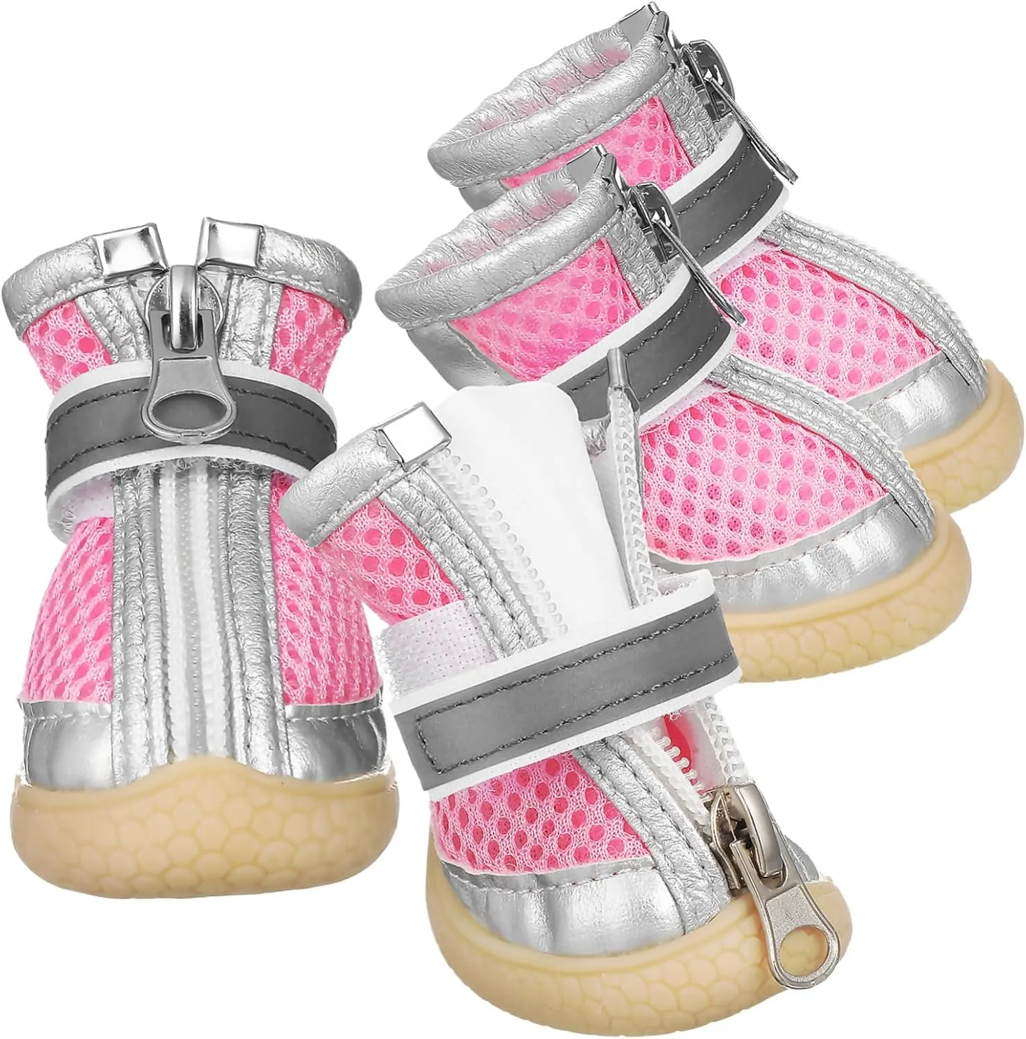 Totority Dog Boots for Hot Pavement 4 Pack Small Size Mesh Dog Shoes Reflective Straps Breathable Nonslip Sole