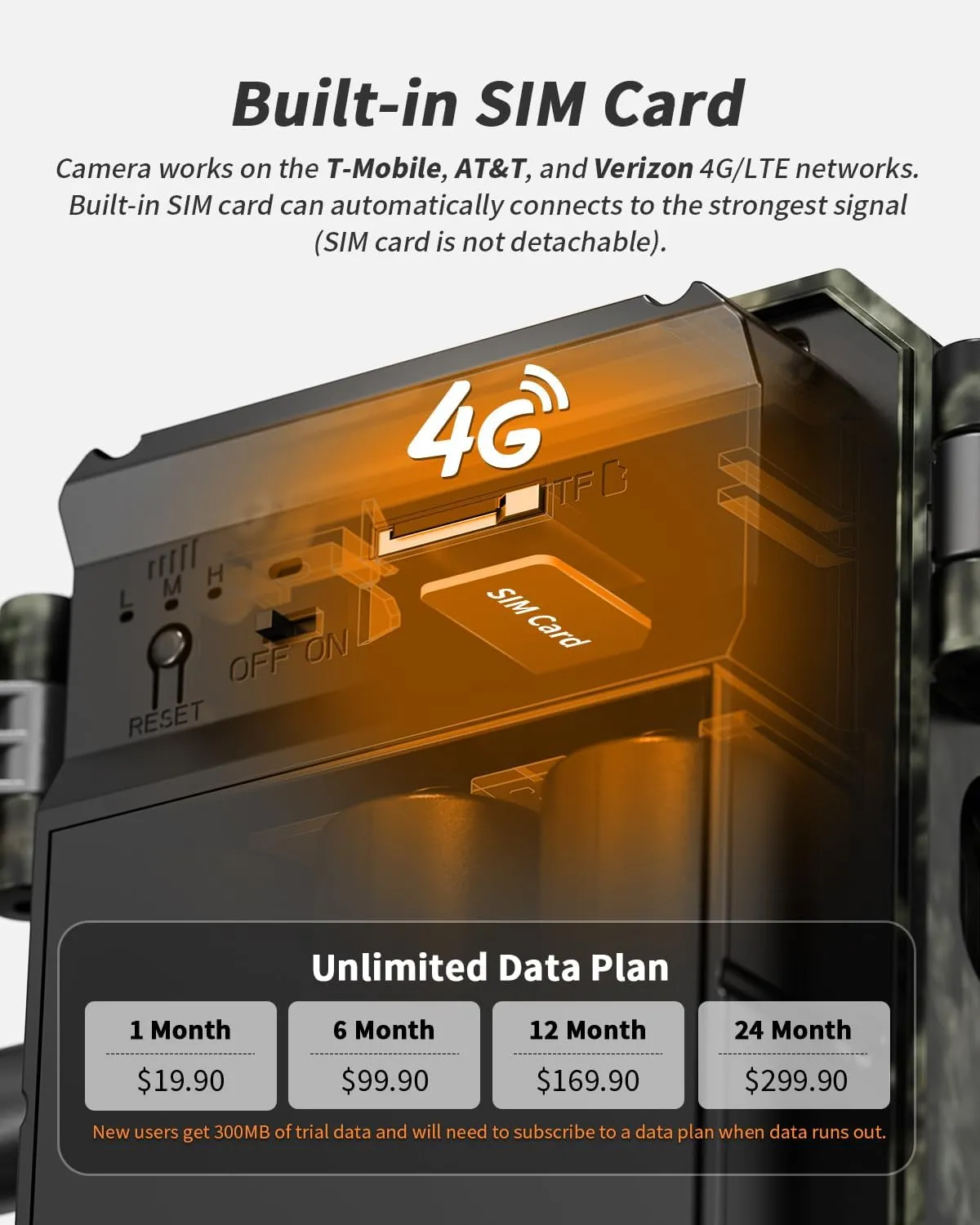 Trail Camera, 2k HD Live Feed Cellular Trail Cameras with Built-in SIM Card 4G Unlimited Data Plan Game Camera Solar Powered Motion Activated IP66 Waterproof Trail Cam No WiFi Needed
