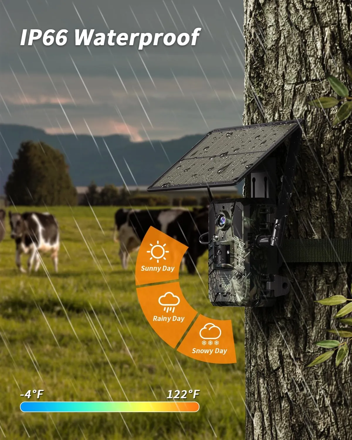 Trail Camera, 2k HD Live Feed Cellular Trail Cameras with Built-in SIM Card 4G Unlimited Data Plan Game Camera Solar Powered Motion Activated IP66 Waterproof Trail Cam No WiFi Needed