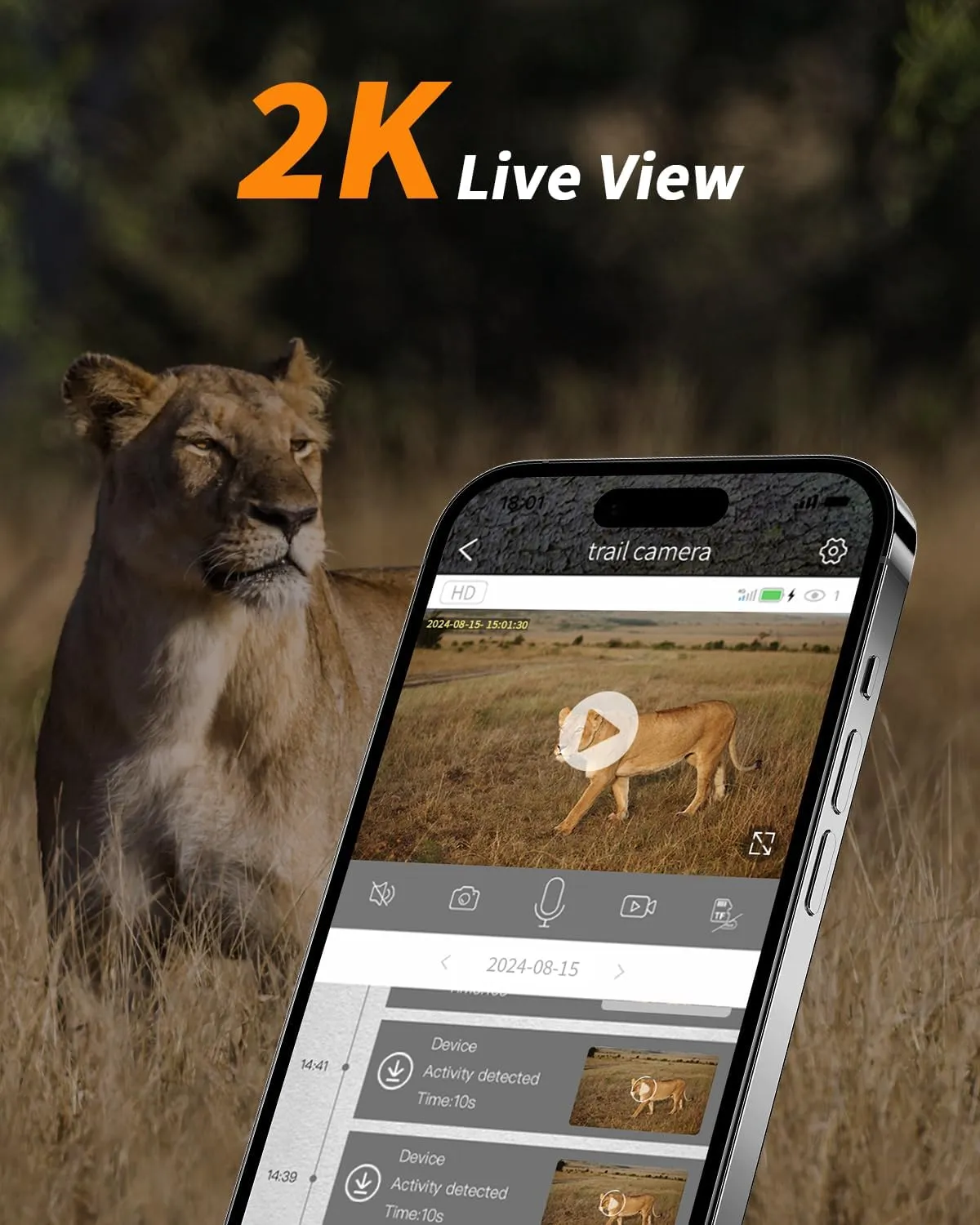 Trail Camera, 2k HD Live Feed Cellular Trail Cameras with Built-in SIM Card 4G Unlimited Data Plan Game Camera Solar Powered Motion Activated IP66 Waterproof Trail Cam No WiFi Needed