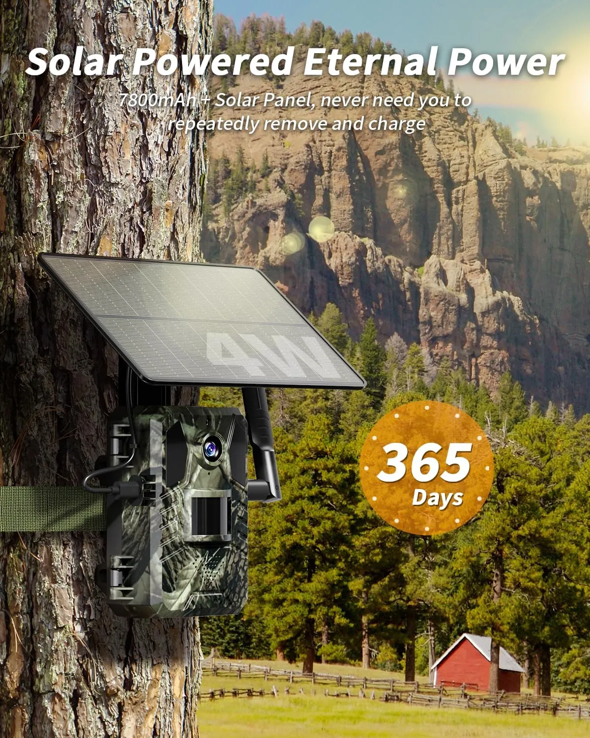 Trail Camera, 2k HD Live Feed Cellular Trail Cameras with Built-in SIM Card 4G Unlimited Data Plan Game Camera Solar Powered Motion Activated IP66 Waterproof Trail Cam No WiFi Needed
