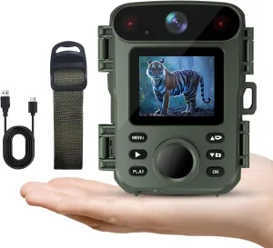 Trail Camera Mini Game Camera - 32MP 1080P Lightning Fast Motion Detection with Night Vision 0.2s Trigger Motion Activated IP66 Waterproof for Wildlife Monitoring
