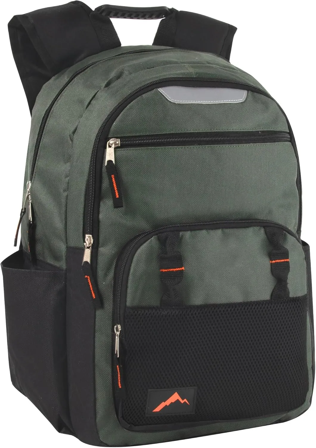 Trail maker Reflective Backpacks with 30 Piece Supplies Kits Prefilled 18 Inch Dual Compartment Backpack Sets (Green Pack Set)
