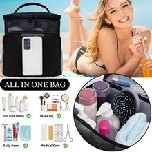 Travel Caddy Shower Organizer Bag - Large Capacity, Quick Dry and Water Resistant with Metal Hook - Portable Shower Case for Gym and Travel (Black)
