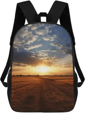 Travel Laptop Backpack Field Sunrise Backpack for Men Women Casual Daypack Computer Bag for Hiking Business
