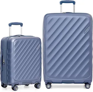 Traveler's Choice Elm Expandable Spinner Luggage, Matte Navy, 2 Piece Set