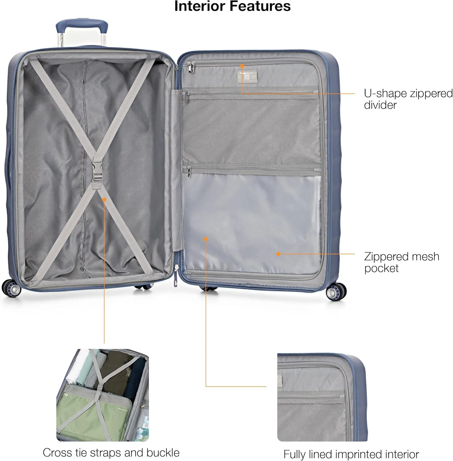 Traveler's Choice Elm Expandable Spinner Luggage, Matte Navy, 2 Piece Set