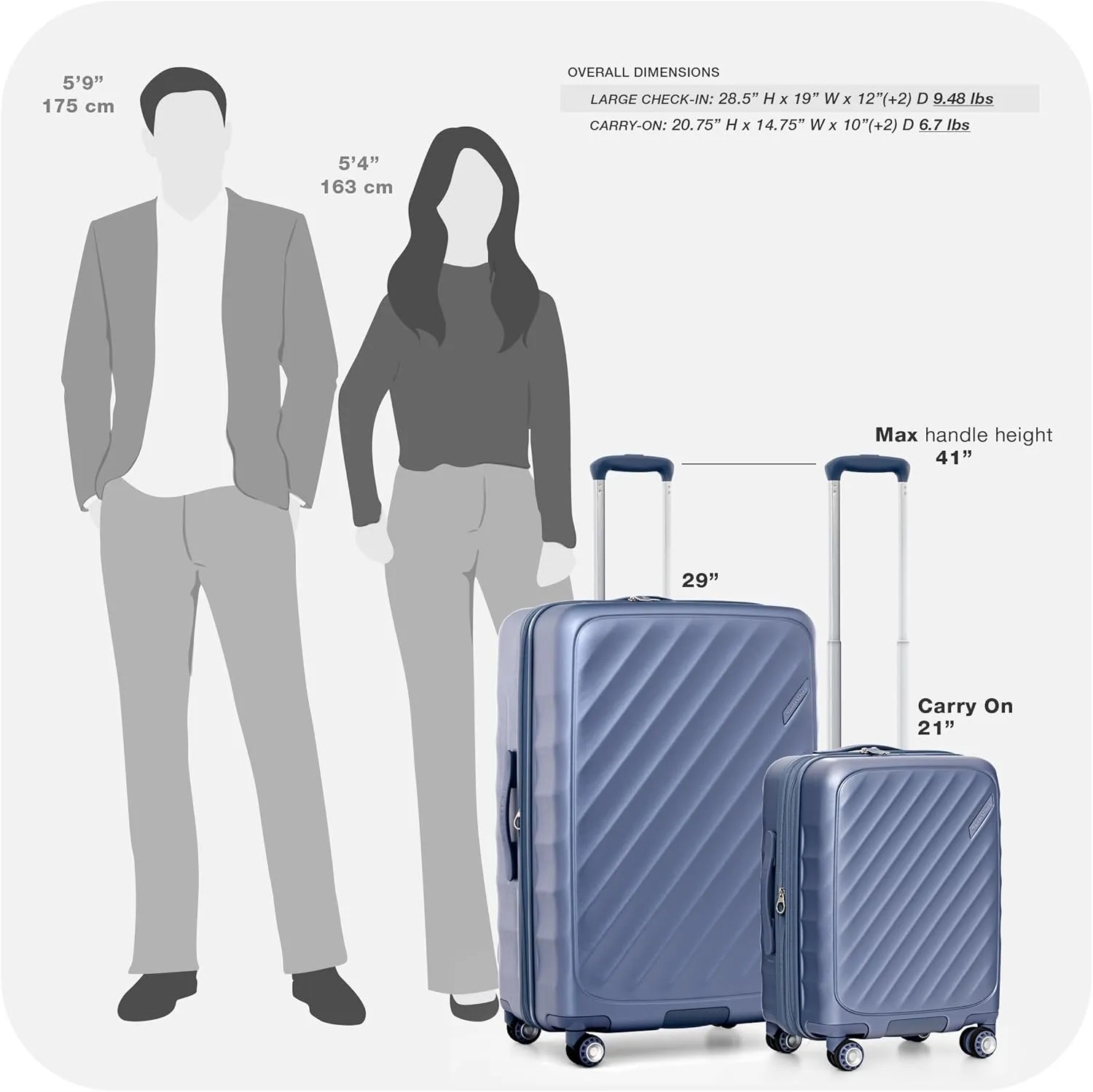 Traveler's Choice Elm Expandable Spinner Luggage, Matte Navy, 2 Piece Set