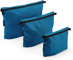 TravelWise 3 Piece Pouch Set, Luggage and Travel Organizers, Zipper Travel Bags, Blue