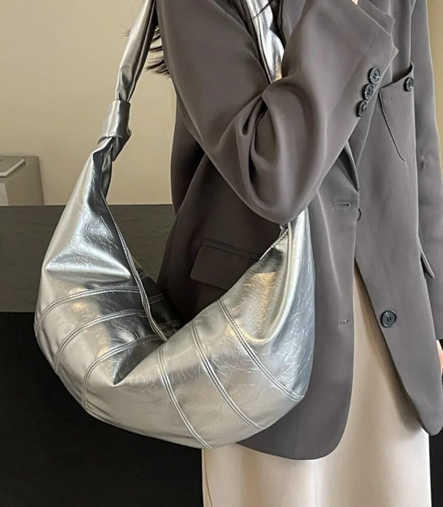Trendy Crossbody Bag for Women Soft Vegan Leather Shoulder Tote Bag Large Dumpling Handbag Top Handle Satchel